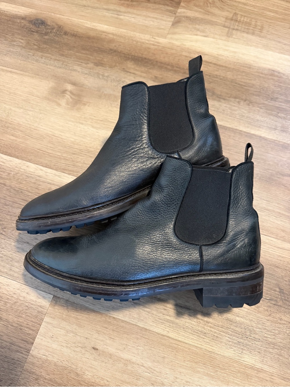 Frye Greyson Chelsea Black Deer Skin Leather Ankle Boots Mens 10.5 Black